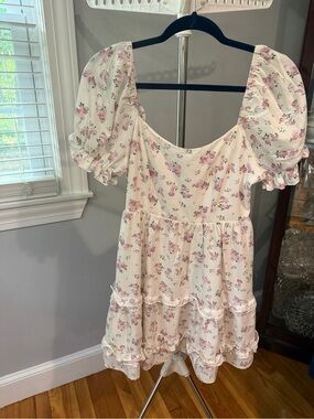 Altar'd State Cream Mini Dress with Pink Floral Print